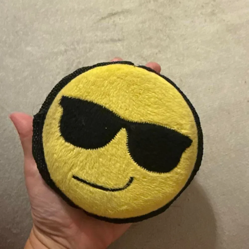 Yellow & black sunglasses emoji DOG TOY with squeaker